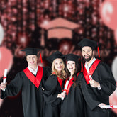 Aperturee - Balloon Glitter Pink Bokeh Graduation Photo Backdrop